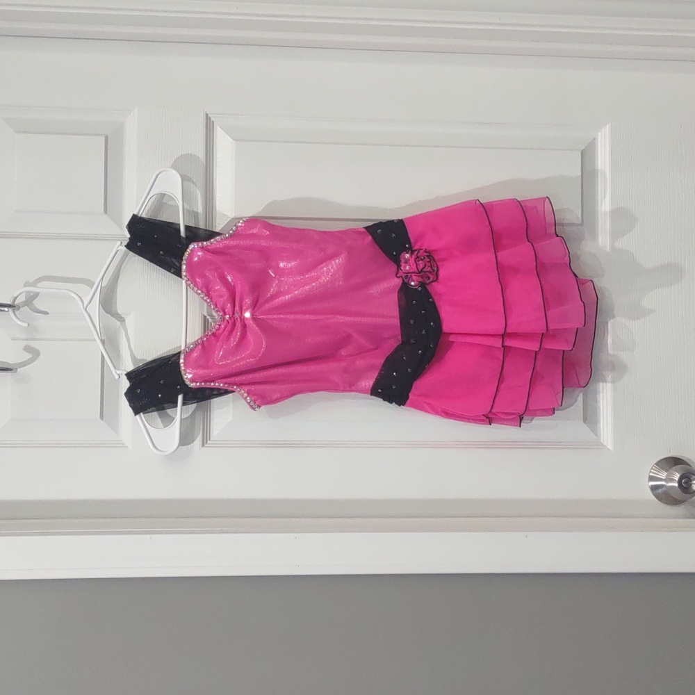 girls pink figure skating dress